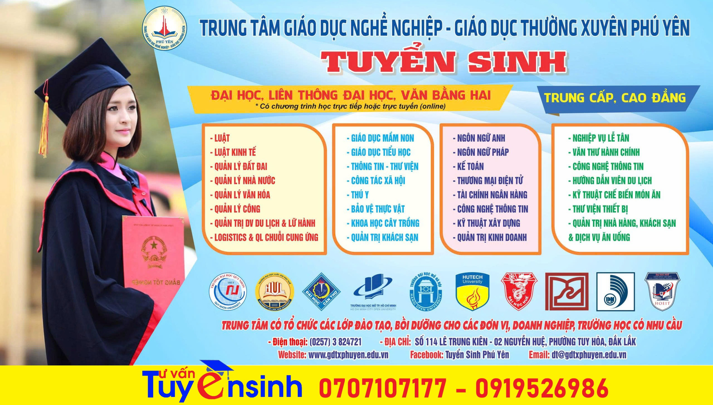Thông tin tuyển sinh Trung cấp, Cao đẳng, Đại học, liên thông Đại học, Văn bằng thứ hai...